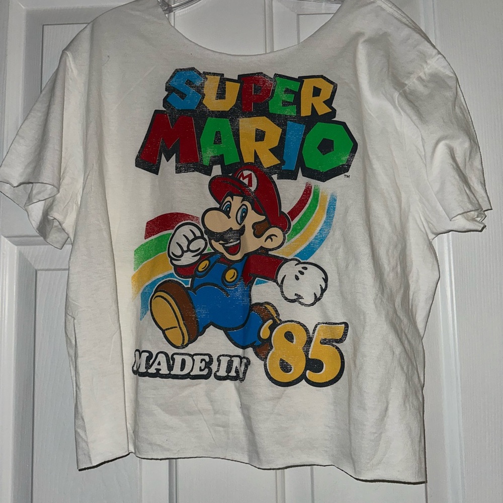 Cropped Super Mario Vintage T-Shirt - White